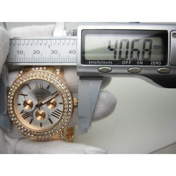 Women's Ashley Quartz Crystals WR Analog Crystal 40mm Dial Watch (C661) - Picture 6 of 12